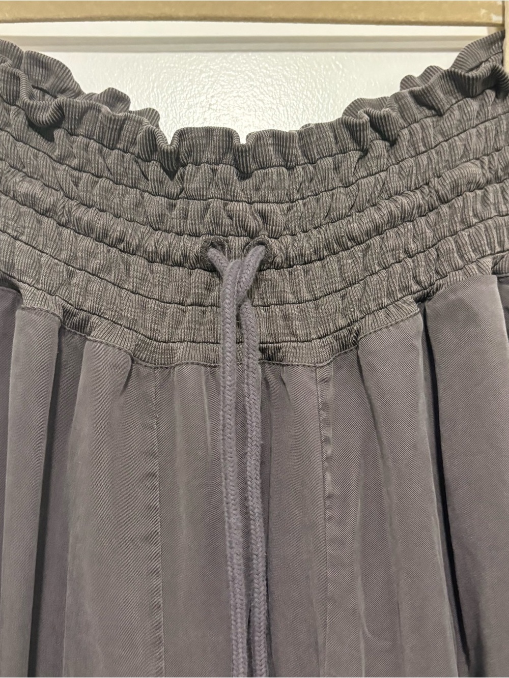Free People gray smocked drawstring drop-crotch wide leg palazzo pants - Picture 4 of 8